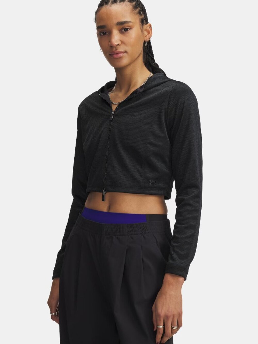 Under Armour Women’s Courtside Dazzle Crop Full-Zip Hoodie Black, Size M (New)